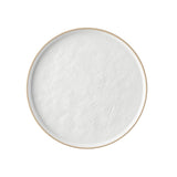A round, shallow melamine bowl filled with a thick, white, creamy substance, resembling yogurt or sour cream, viewed from above against a plain white background. The smooth surface shows subtle bubbles and texture; the bowl is dishwasher safe.