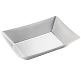 A rectangular, shallow stainless steel fry tray with smooth edges and a brushed metal finish. Part of the Better Burger Collection, the dish is empty and photographed on a white background, highlighting its depth and modern design.