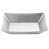 A rectangular, stainless steel fry tray with angled sides and a smooth, shiny surface. Part of the Better Burger Collection, it features clean lines without decorations or handles and is photographed from above to show its deep, wide interior.