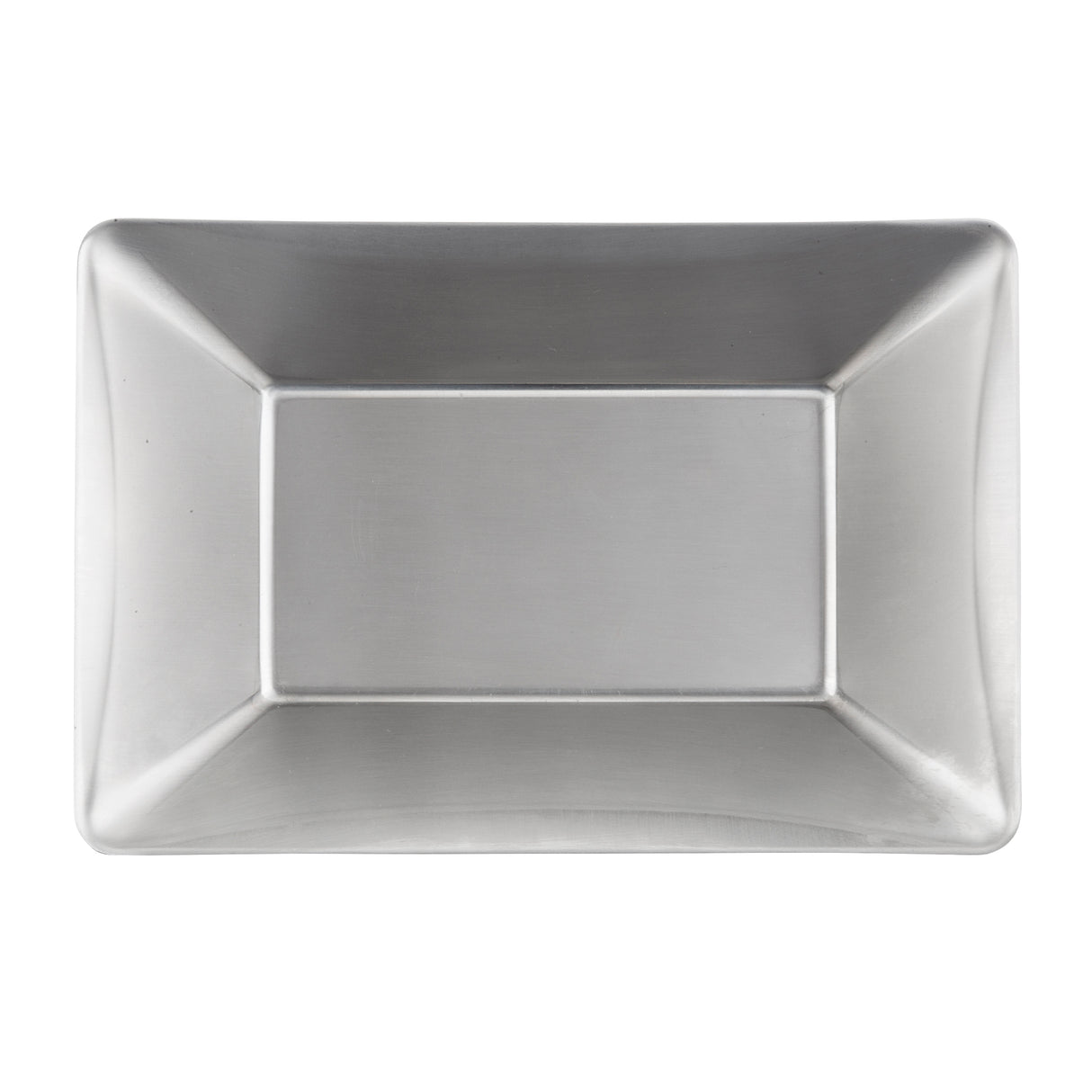 A rectangular, shallow stainless steel tray with slightly sloped sides and a smooth, matte finish. This modern, minimalist fry tray from the Better Burger Collection is photographed from above on a white background.