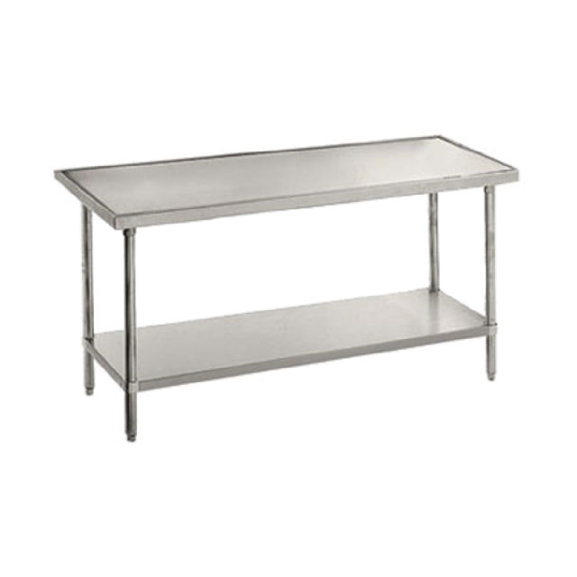 Advance Tabco VSS-367 Work Table 84"W X 36"D 14 Gauge 304 Stainless Steel Top With Countertop Non Drip Edge