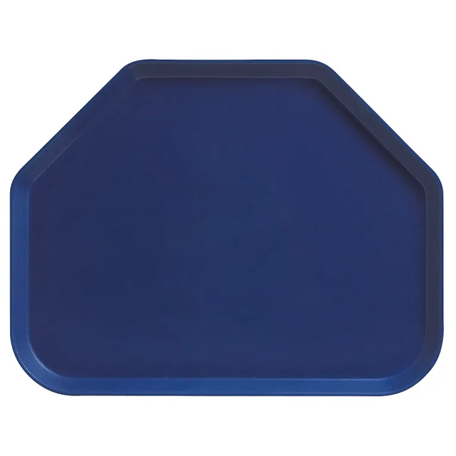 A dark blue, rectangular Camtray with rounded edges and one angled corner, crafted from high-impact fiberglass. Set against a plain white background, the NSF-certified tray is flat with a smooth, slightly raised lip around the edges.
