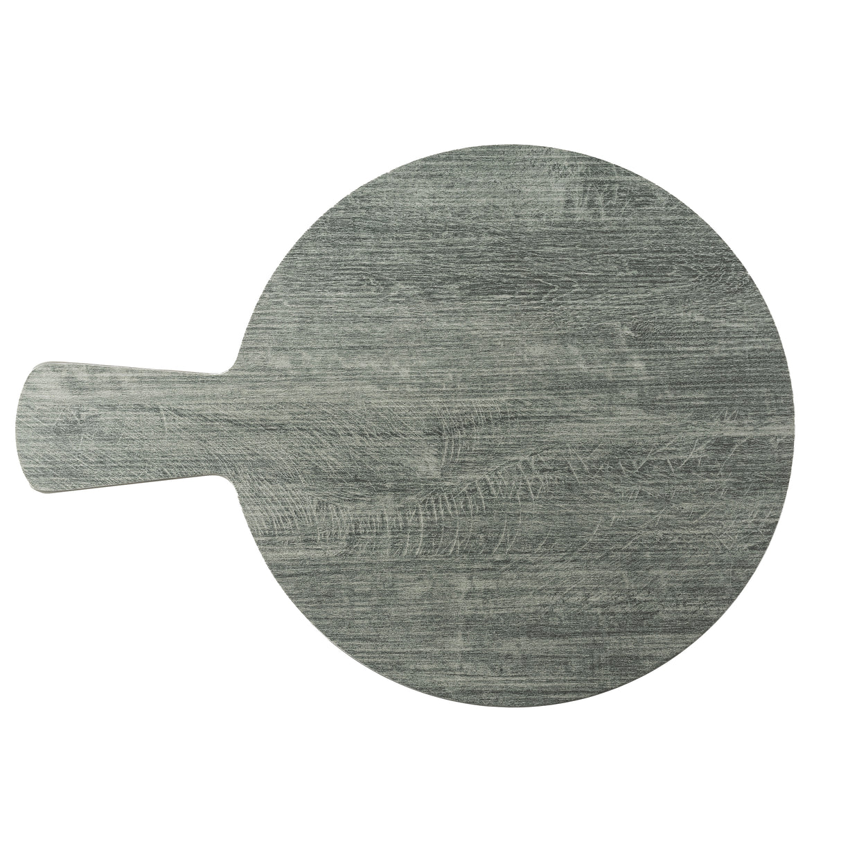A grey TableCraft 12451 melamine serving paddle with a handle.