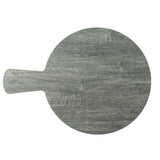 A grey TableCraft 12451 melamine serving paddle with a handle.