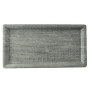 A rectangular melamine tray, the TableCraft Products Smokehouse Melamine Serving Tray features a gray, wood-like textured surface with slightly raised edges, viewed from above on a white background.