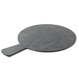 A round, dark gray TableCraft Serving Paddle with a flat surface and short, rectangular handle is shown on a white background. The smooth texture makes this paddle ideal for serving or cutting food in style.