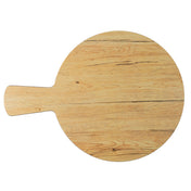 A round wooden Serving Paddle with a short handle, shown from above. The board has a natural wood grain texture with light tan and brown tones, and a smooth, even surface. Part of the Timber Melamine Collection. Background is plain white.