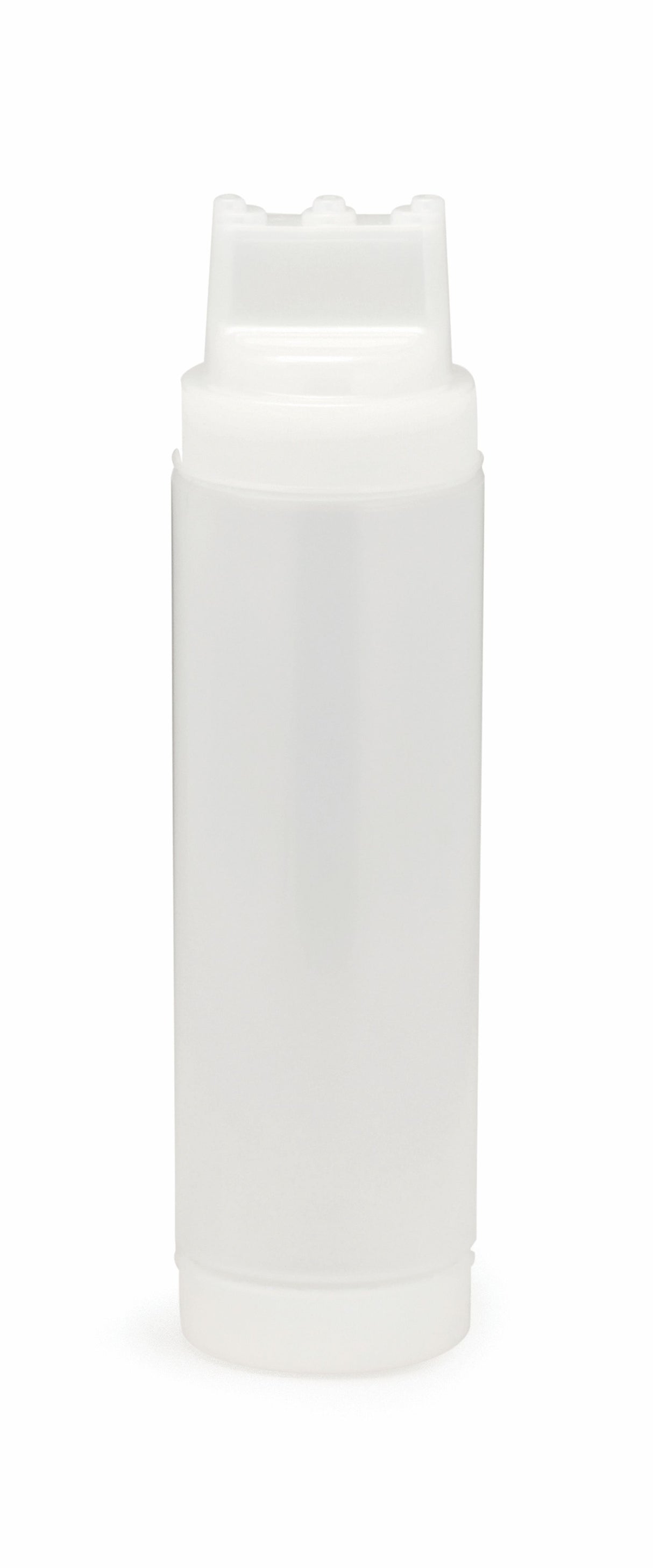 A plain, translucent white plastic coin tube with a flat, snap-on lid stands upright against a white background. Similar in design to a WideMouth Squeeze Bottle, it's unmarked and commonly used for storing rolls of coins or small items.