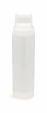 A plain, translucent white plastic coin tube with a flat, snap-on lid stands upright against a white background. Similar in design to a WideMouth Squeeze Bottle, it's unmarked and commonly used for storing rolls of coins or small items.