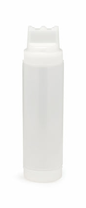 A plain, translucent white plastic coin tube with a flat, snap-on lid stands upright against a white background. Similar in design to a WideMouth Squeeze Bottle, it's unmarked and commonly used for storing rolls of coins or small items.