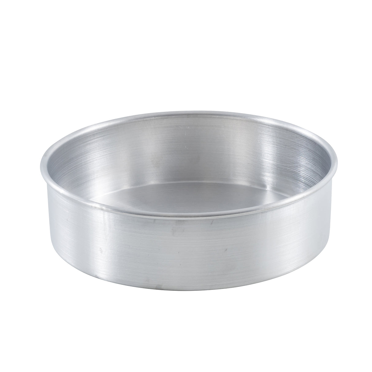 A plain, round aluminum pan with straight sides and a flat bottom is shown against a white background. The pan appears empty and is designed for baking cakes or cheesecake. The metal has a slightly brushed texture, typical of TableCraft bakeware.