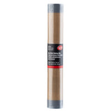 A rolled-up, rectangular half size baking mat made of beige silicone with a gray border. The mat is wrapped with a black and red label displaying product information in multiple languages. The background is plain white.