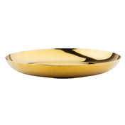Shallow, round metallic bowl with a reflective, polished gold finish, shown on a white background. This stainless steel bowl features smooth, slightly curved sides and a seamless, modern design—ideal as a replacement bowl or for serving seafood towers.