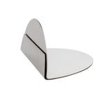 A metal napkin holder with a minimalist, modern design, inspired by the TableCraft stainless steel card holder. Two smooth, curved silver panels join at the base to form an open slot for upright napkin storage against a plain white background.