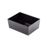 A plain, black, rectangular TableCraft melamine bowl with smooth sides and an open top, shown on a white background. The Simple Solutions Bowl appears empty and has slightly rounded corners.