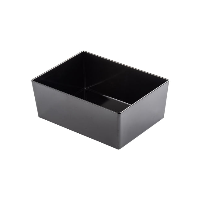 A plain, black, rectangular TableCraft melamine bowl with smooth sides and an open top, shown on a white background. The Simple Solutions Bowl appears empty and has slightly rounded corners.