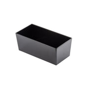 A black, rectangular, open-top TableCraft plastic container with smooth sides and sharp edges, photographed against a plain white background. The empty 5.75 qt bowl is viewed from a slightly elevated angle, showing the inside and two sides.