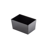 A plain, rectangular black plastic TableCraft container with straight sides, shown against a white background. The empty 4.25 qt bowl is positioned at a slight angle, revealing its interior and depth.