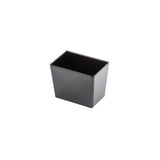 A small, rectangular black melamine bowl with slightly tapered sides. This empty TableCraft container has a smooth surface and is positioned against a plain white background.