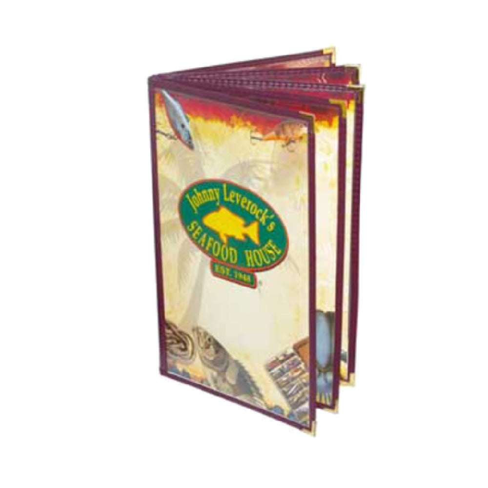 Menu Solutions SE360BA Menu Jacket Holds 4-1/4" X 11" Insert Five Pocket Booklet With 10 Views (binding On All Panels)