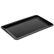 A plain, rectangular black serving platter with slightly raised edges. This Sierra Collection Serving Platter features a smooth, glossy finish and is photographed on a white background at a slight angle to highlight its surface and depth.