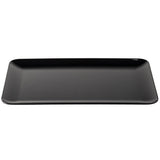 A rectangular, shallow, glossy black serving platter with slightly raised edges. The plate is photographed from above against a plain white background. It is empty, sleek, and modern—part of the elegant Sierra Collection Serving Platter line.