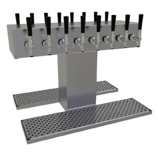 Glastender DT-16-SSR Double-Sided Draft Dispensing Tower Countertop (16) Stainless Steel Faucets (handles Not Included)