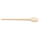 A light-colored wooden spoon with a long, straight handle and a flat, round head, photographed on a white background. This TableCraft piece features a simple, minimalist design and smooth texture—an elegant match for bamboo round picks.