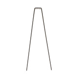 A minimalist black metal tripod easel, crafted from powder coated stainless steel, is viewed from the front. Two long, slender legs extend downward, while the flat top bar connects the sides—perfect for displaying number tents with a sleek look.