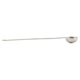 A long-handled, stainless steel coffee scoop with a deep, round bowl at one end, pictured on a plain white background. The spoon’s design is simple and utilitarian, with a straight handle extending from the rounded scoop.