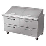 Blue Air BLMT60-D4-HC - Mega Top Sandwich Prep Table, Two-section, 60-3/8"W
