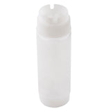 A clear, cylindrical plastic squeeze dispenser with a white Invertatop flip-top cap. The plain bottle has no label or markings and is shown standing upright against a white background.