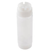 A clear, cylindrical plastic squeeze dispenser with a white Invertatop flip-top cap. The plain bottle has no label or markings and is shown standing upright against a white background.