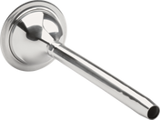 A shiny metallic stethoscope chestpiece with a circular, flat chest cone and a single, cylindrical tube extending outward, reminiscent of Hobart precision tools, photographed on a plain white background.