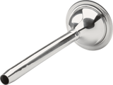 A shiny stainless steel stethoscope chestpiece with a circular flat head and cylindrical tube, photographed on a white background, reminiscent of the precision found in Hobart #12 Stuffer equipment used for sheep processing.