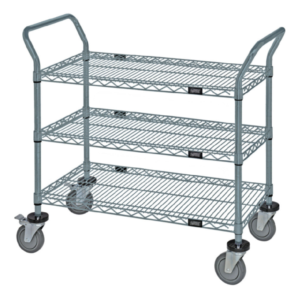 Quantum WRC-2460GY-3 Utility Cart 60"W X 24"D X 37-1/2"H (3) Wire Shelves