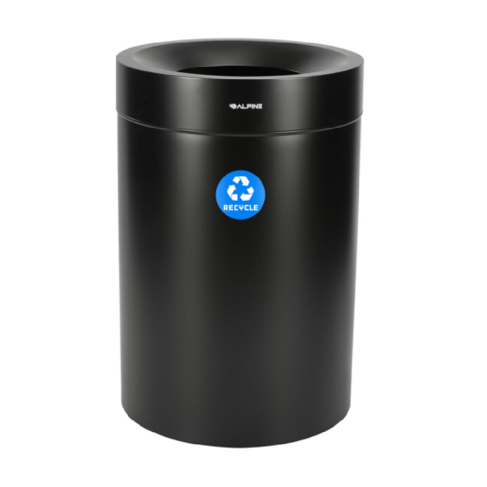 Alpine Industries ALP475-50-BLK-R Recycling Can 50 Gallon Stainless Steel