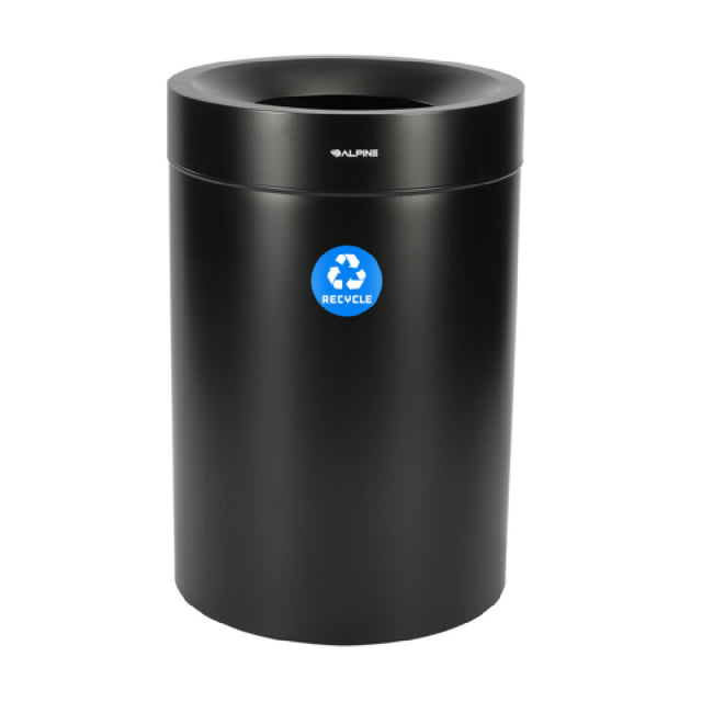 Alpine Industries ALP475-50-BLK-R Recycling Can 50 Gallon Stainless Steel