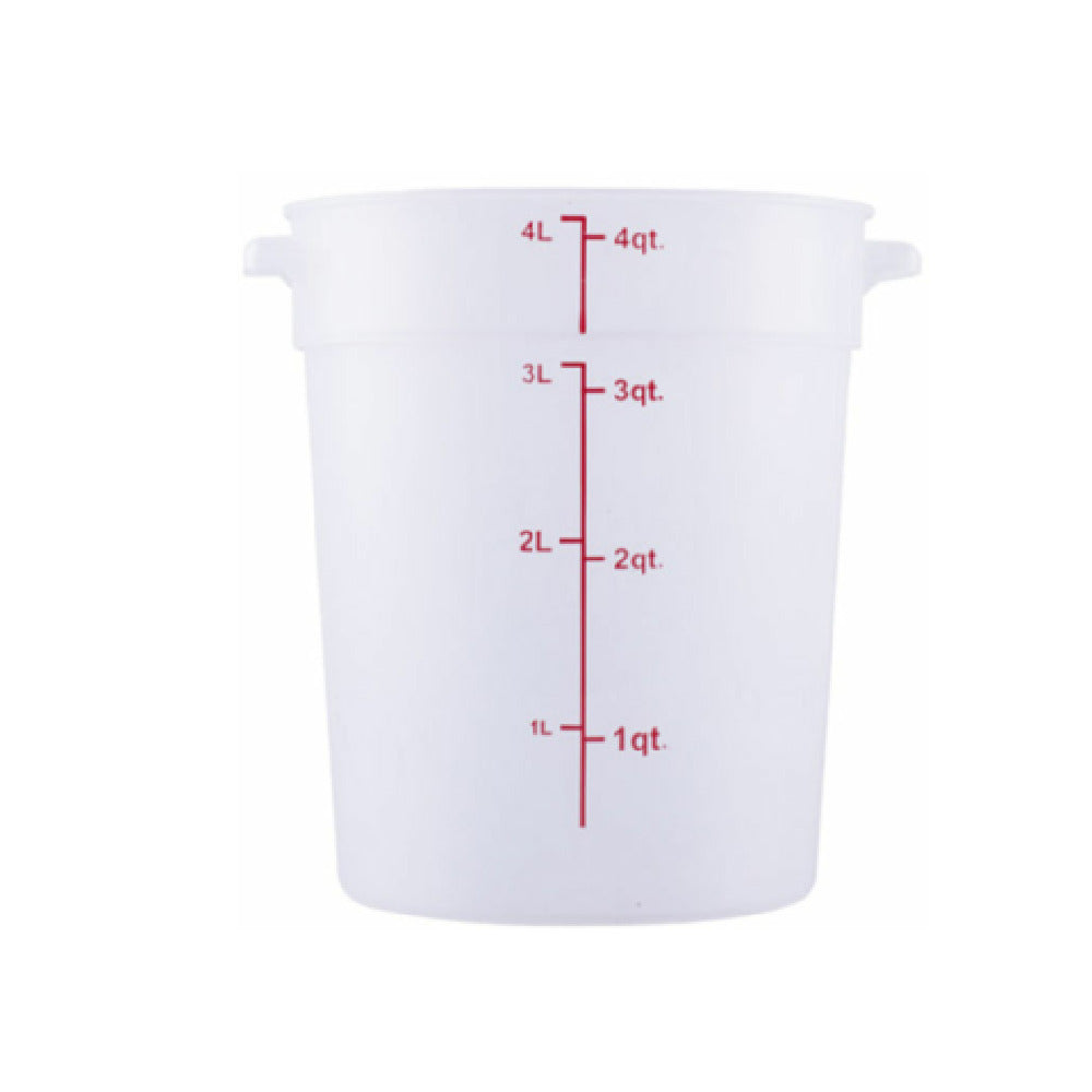 Hubert 29A-043 - Kratos® CenPro Round Food Storage Container, 4 Qt. Capacity, Translucent