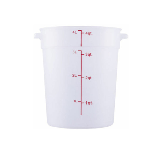 Hubert 29A-043 - Kratos® CenPro Round Food Storage Container, 4 Qt. Capacity, Translucent