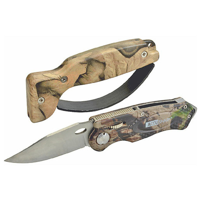 AllPoints 1371455 Sharpener & Sport Knife Combo Camouflage