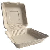 JMC Janitorial JMCBEFC99EB - ECO Hinged Clamshell Container, 9" X 9", Bamboo Fiber (200 Per Case)