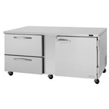 Turbo Air PUR-72-D2R(L)-N PRO Series Undercounter Refrigerator Two-section 18.8 Cu. Ft. Capacity