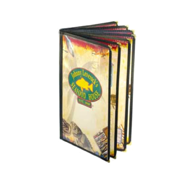 Menu Solutions SE380C Menu Jacket Holds 8-1/2" X 11" Insert Seven Pocket Booklet With 14 Views (binding On All Panels)