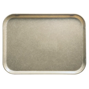 A rectangular, metallic Camtray with rounded corners and slightly raised edges. Made from high-impact fiberglass, its textured, brushed surface is both reflective and durable. The tray is empty and photographed against a plain white background.