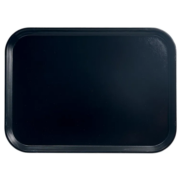 A plain, rectangular Camlite Tray with rounded corners and a slightly raised edge is shown against a white background. This fiberglass tray has a smooth, glossy surface, is dishwasher safe, and is empty.