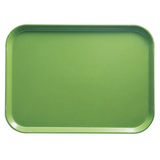 A rectangular green Camtray with rounded corners and slightly raised edges, viewed from above against a white background. This high-impact fiberglass tray features a smooth, glossy surface and is dishwasher safe. The tray appears empty.