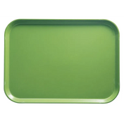 A rectangular green Camtray with rounded corners and slightly raised edges, viewed from above against a white background. This high-impact fiberglass tray features a smooth, glossy surface and is dishwasher safe. The tray appears empty.