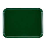A rectangular dark green Camtray fiberglass tray with raised edges and rounded corners, placed on a light gray background. The tray appears clean, empty, and has a smooth, matte surface that is durable and dishwasher safe.