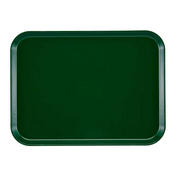 A rectangular dark green Camtray fiberglass tray with raised edges and rounded corners, placed on a light gray background. The tray appears clean, empty, and has a smooth, matte surface that is durable and dishwasher safe.
